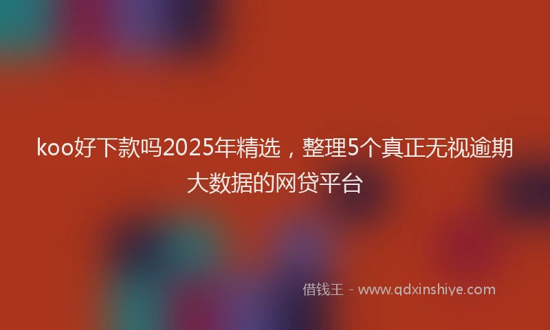 koo好下款吗2025年精选，整理5个真正无视逾期大数据的网贷平台