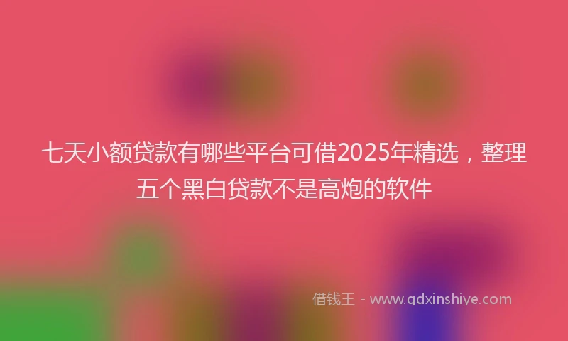 七天小额贷款有哪些平台可借2025年精选，整理五个黑白贷款不是高炮的软件