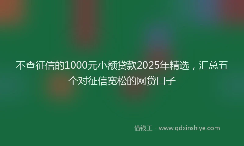 不查征信的1000元小额贷款2025年精选，汇总五个对征信宽松的网贷口子