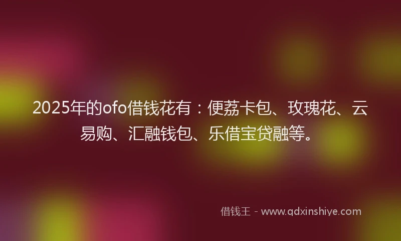 2025年的ofo借钱花有：便荔卡包、玫瑰花、云易购、汇融钱包、乐借宝贷融等。