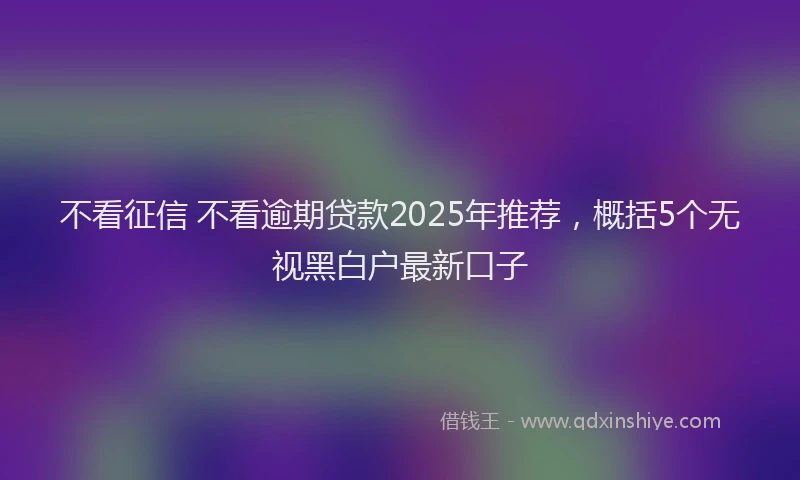 不看征信 不看逾期贷款2025年推荐，概括5个无视黑白户最新口子