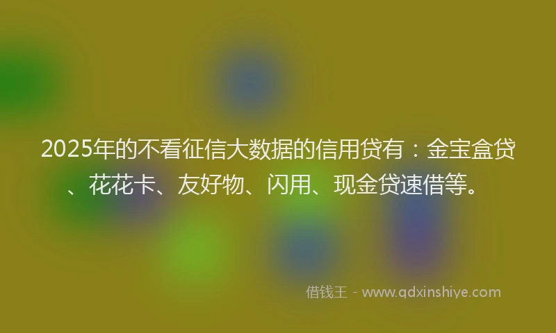 2025年的不看征信大数据的信用贷有：金宝盒贷、花花卡、友好物、闪用、现金贷速借等。