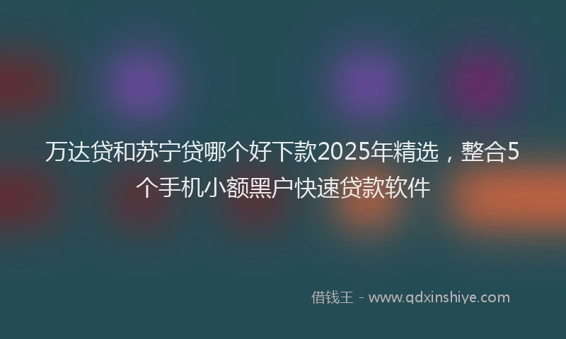 万达贷和苏宁贷哪个好下款2025年精选，整合5个手机小额黑户快速贷款软件
