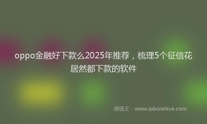 oppo金融好下款么2025年推荐，梳理5个征信花居然都下款的软件