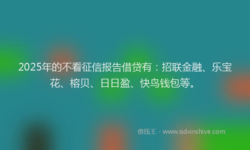 2025年的不看征信报告借贷有：招联金融、乐宝花、榕贝、日日盈、快鸟钱包等。