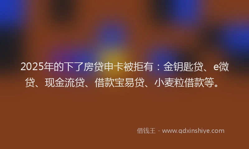 2025年的下了房贷申卡被拒有：金钥匙贷、e微贷、现金流贷、借款宝易贷、小麦粒借款等。