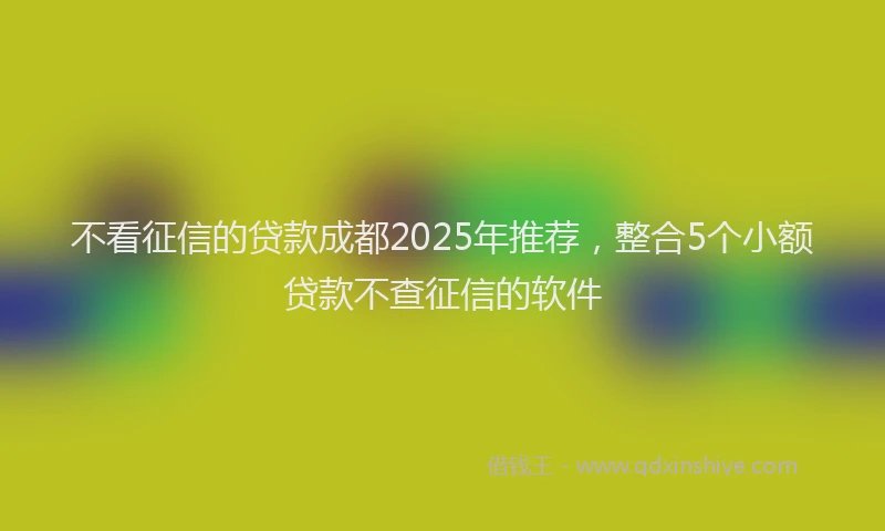 不看征信的贷款成都2025年推荐，整合5个小额贷款不查征信的软件