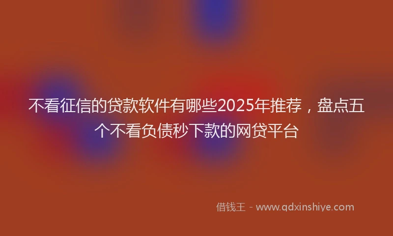 不看征信的贷款软件有哪些2025年推荐，盘点五个不看负债秒下款的网贷平台