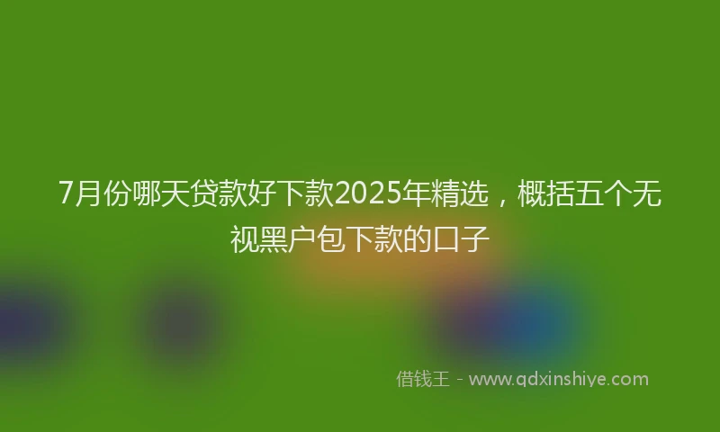 7月份哪天贷款好下款2025年精选，概括五个无视黑户包下款的口子