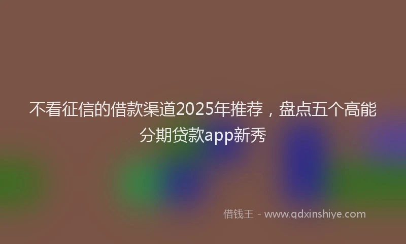 不看征信的借款渠道2025年推荐，盘点五个高能分期贷款app新秀