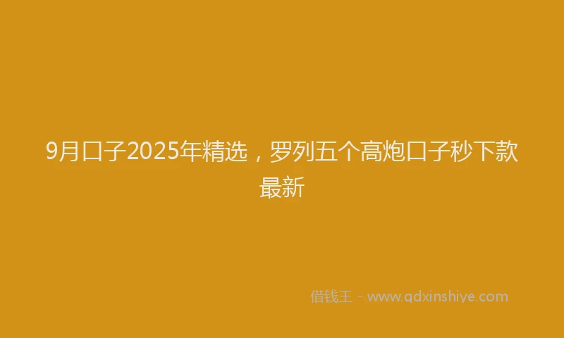 9月口子2025年精选，罗列五个高炮口子秒下款最新