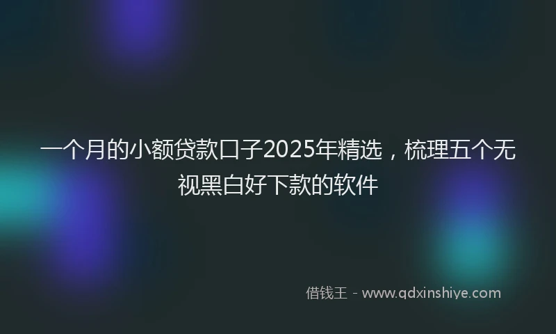一个月的小额贷款口子2025年精选，梳理五个无视黑白好下款的软件