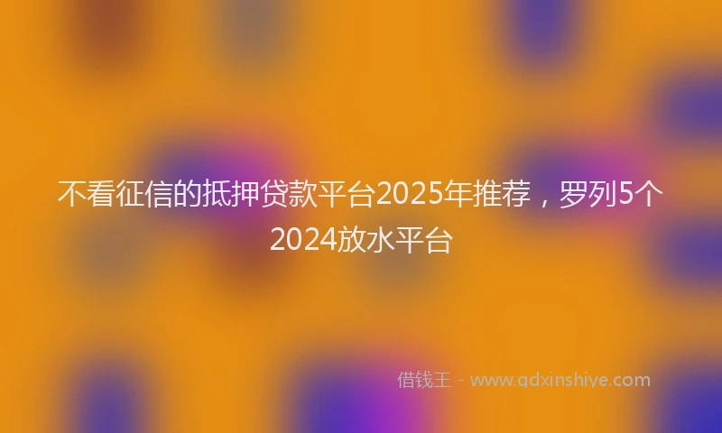 不看征信的抵押贷款平台2025年推荐，罗列5个2024放水平台