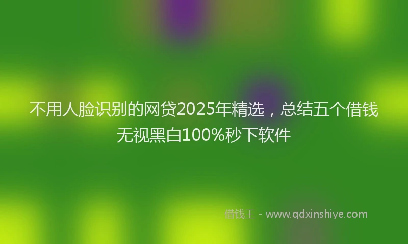 不用人脸识别的网贷2025年精选，总结五个借钱无视黑白100%秒下软件