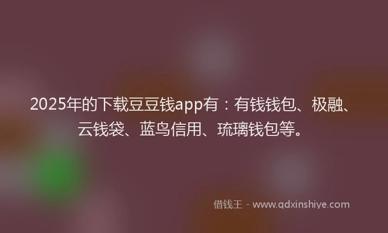2025年的下载豆豆钱app有：有钱钱包、极融、云钱袋、蓝鸟信用、琉璃钱包等。