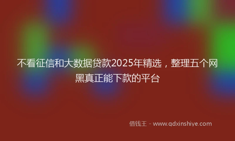 不看征信和大数据贷款2025年精选，整理五个网黑真正能下款的平台