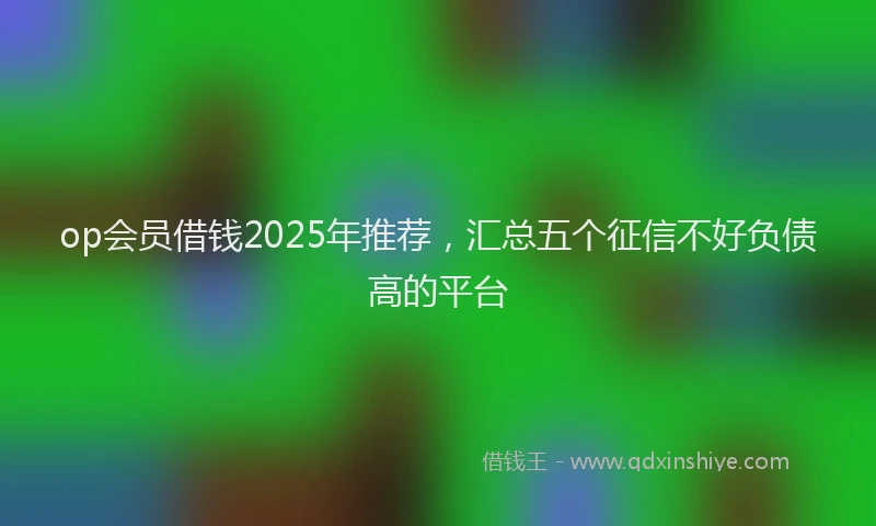 op会员借钱2025年推荐，汇总五个征信不好负债高的平台