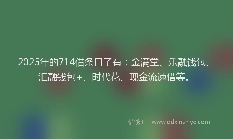 2025年的714借条口子有：金满堂、乐融钱包、汇融钱包+、时代花、现金流速借等。
