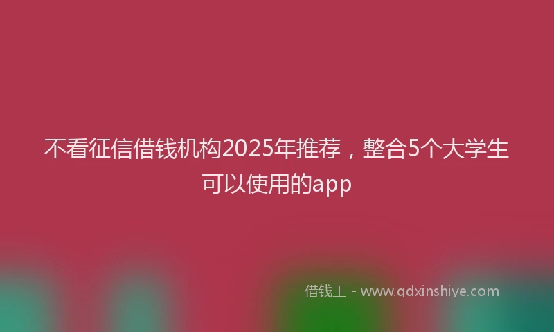 不看征信借钱机构2025年推荐，整合5个大学生可以使用的app