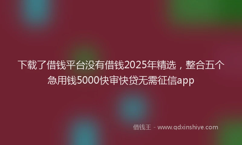 下载了借钱平台没有借钱2025年精选，整合五个急用钱5000快审快贷无需征信app