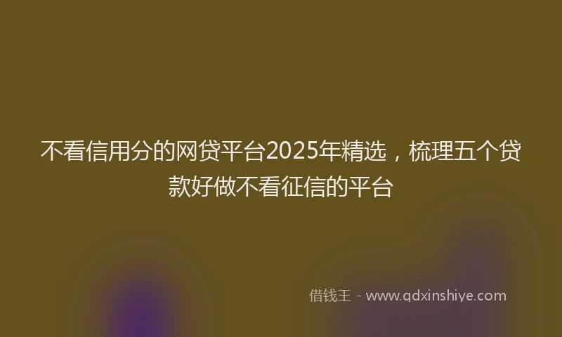 不看信用分的网贷平台2025年精选，梳理五个贷款好做不看征信的平台