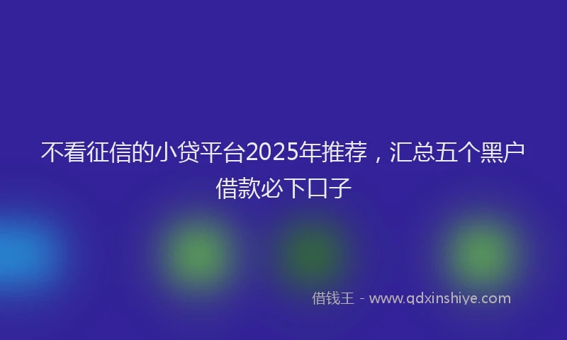 不看征信的小贷平台2025年推荐，汇总五个黑户借款必下口子