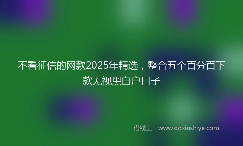 不看征信的网款2025年精选，整合五个百分百下款无视黑白户口子