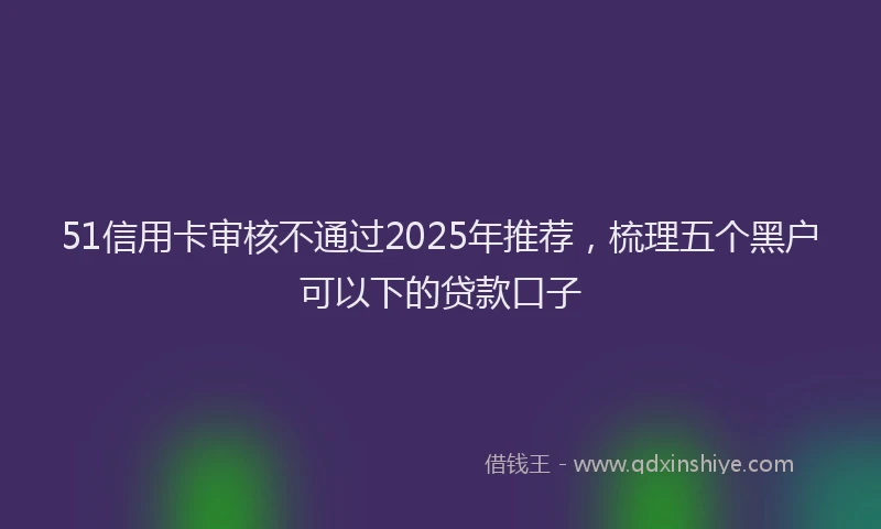 51信用卡审核不通过2025年推荐，梳理五个黑户可以下的贷款口子