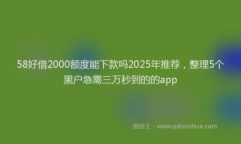 58好借2000额度能下款吗2025年推荐，整理5个黑户急需三万秒到的的app
