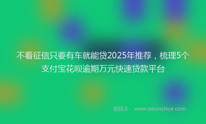 不看征信只要有车就能贷2025年推荐，梳理5个支付宝花呗逾期万元快速贷款平台