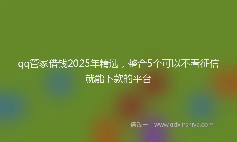 qq管家借钱2025年精选，整合5个可以不看征信就能下款的平台