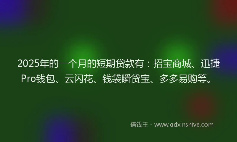 2025年的一个月的短期贷款有：招宝商城、迅捷Pro钱包、云闪花、钱袋瞬贷宝、多多易购等。