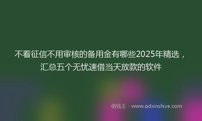 不看征信不用审核的备用金有哪些2025年精选，汇总五个无忧速借当天放款的软件