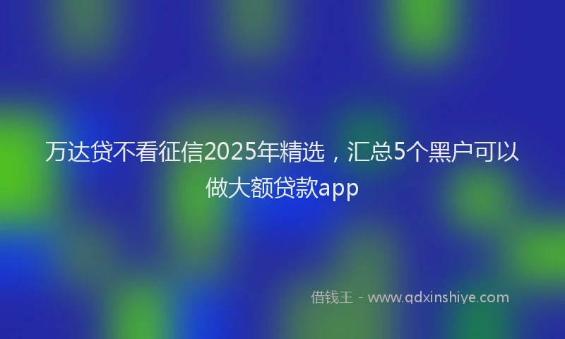 万达贷不看征信2025年精选，汇总5个黑户可以做大额贷款app