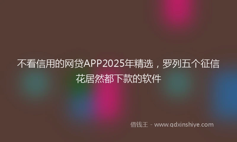 不看信用的网贷APP2025年精选，罗列五个征信花居然都下款的软件