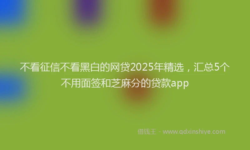 不看征信不看黑白的网贷2025年精选，汇总5个不用面签和芝麻分的贷款app
