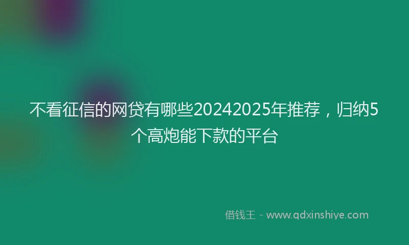不看征信的网贷有哪些20242025年推荐，归纳5个高炮能下款的平台