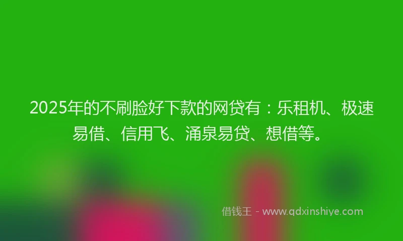 2025年的不刷脸好下款的网贷有：乐租机、极速易借、信用飞、涌泉易贷、想借等。