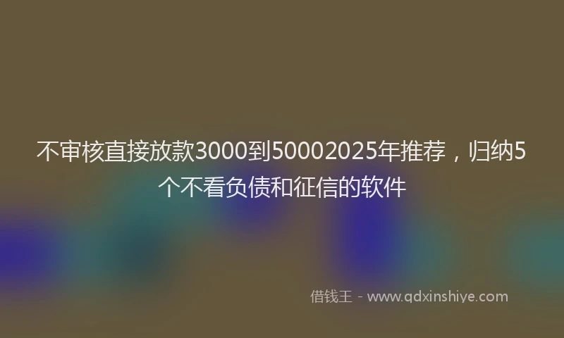不审核直接放款3000到50002025年推荐，归纳5个不看负债和征信的软件
