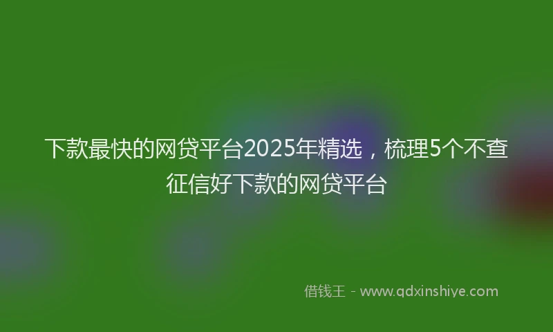 下款最快的网贷平台2025年精选，梳理5个不查征信好下款的网贷平台