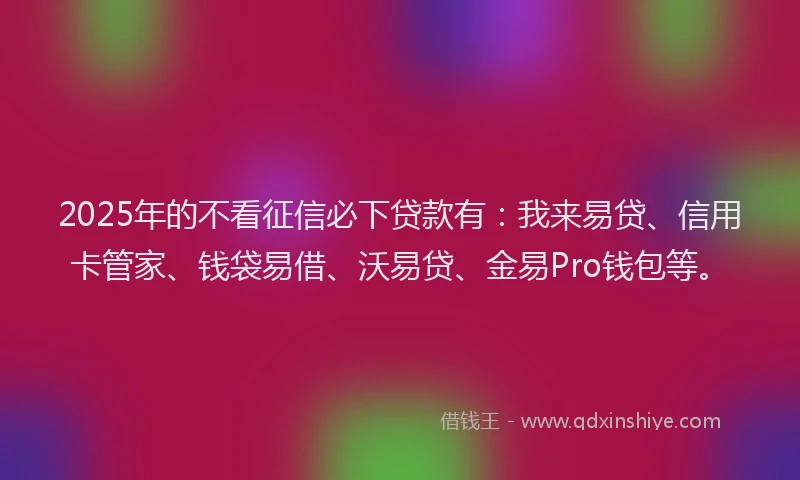 2025年的不看征信必下贷款有：我来易贷、信用卡管家、钱袋易借、沃易贷、金易Pro钱包等。