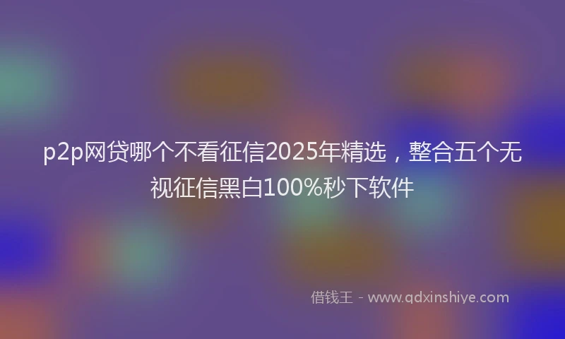 p2p网贷哪个不看征信2025年精选，整合五个无视征信黑白100%秒下软件