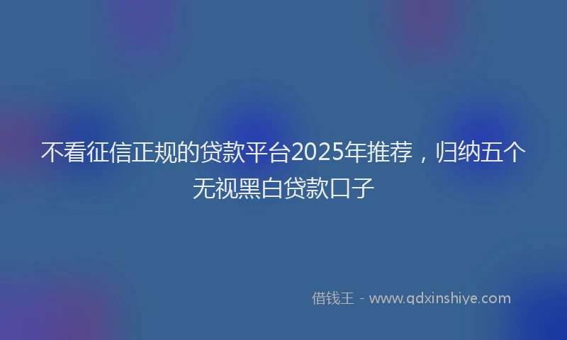 不看征信正规的贷款平台2025年推荐，归纳五个无视黑白贷款口子