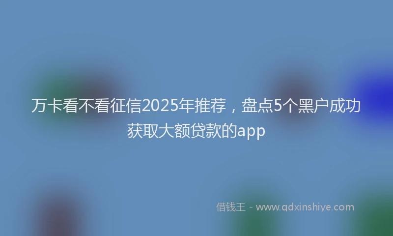 万卡看不看征信2025年推荐，盘点5个黑户成功获取大额贷款的app