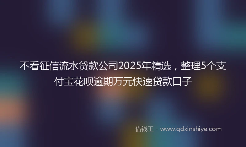 不看征信流水贷款公司2025年精选，整理5个支付宝花呗逾期万元快速贷款口子