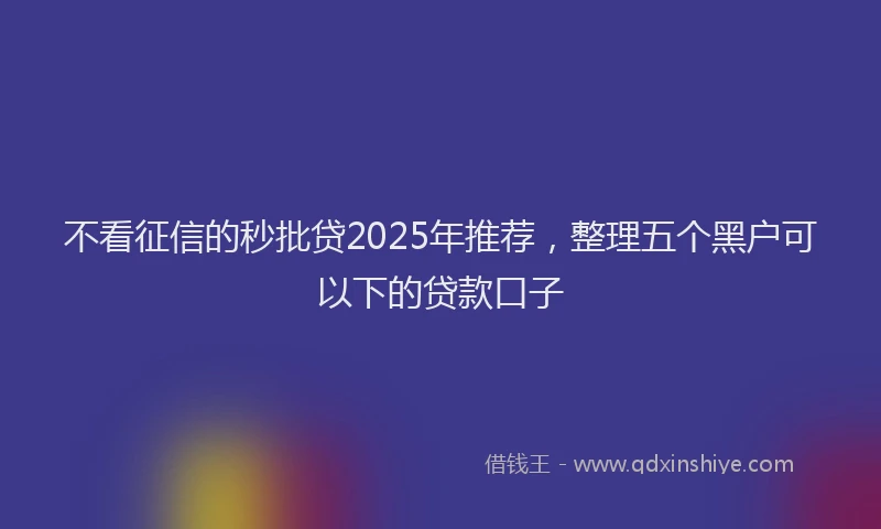不看征信的秒批贷2025年推荐，整理五个黑户可以下的贷款口子