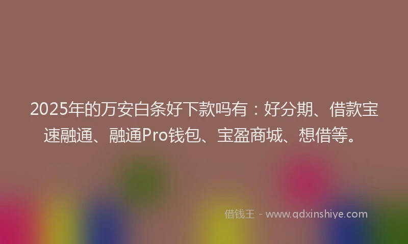 2025年的万安白条好下款吗有：好分期、借款宝速融通、融通Pro钱包、宝盈商城、想借等。