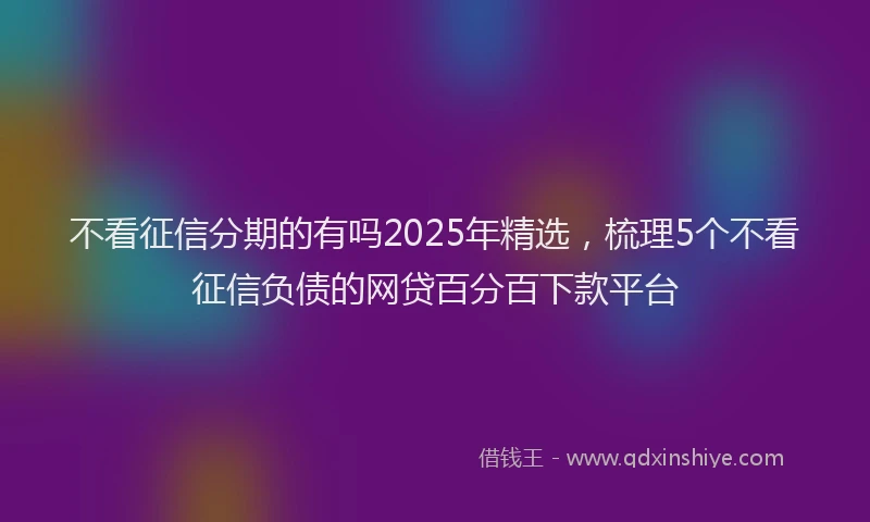 不看征信分期的有吗2025年精选，梳理5个不看征信负债的网贷百分百下款平台