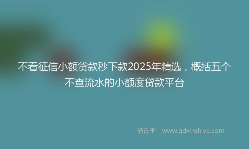 不看征信小额贷款秒下款2025年精选，概括五个不查流水的小额度贷款平台