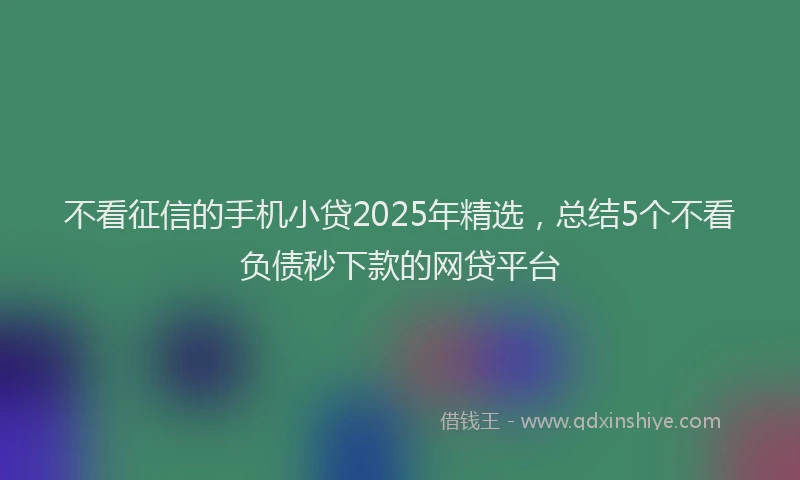 不看征信的手机小贷2025年精选，总结5个不看负债秒下款的网贷平台